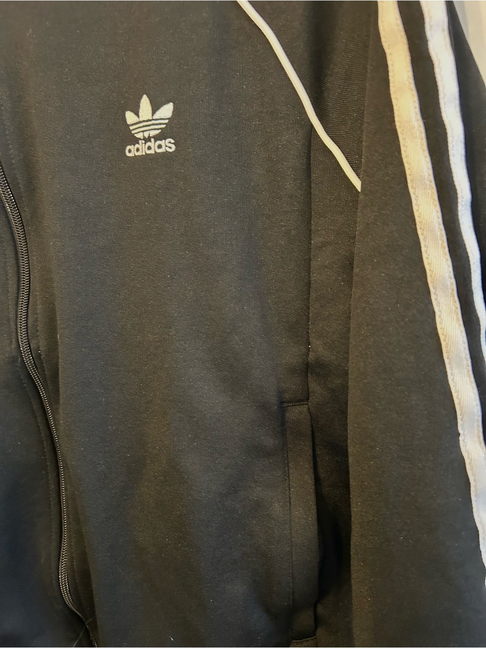 adidas Black Track Jacket with White Stripe Accents - Picture 2 of 7
